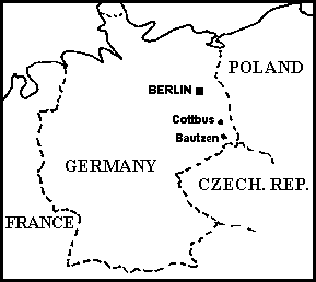 Lokalizacja miast łużyckich.